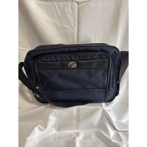 American Tourister Canvas Shoulder Bag Laptop Navy Blue Carry On Vintage